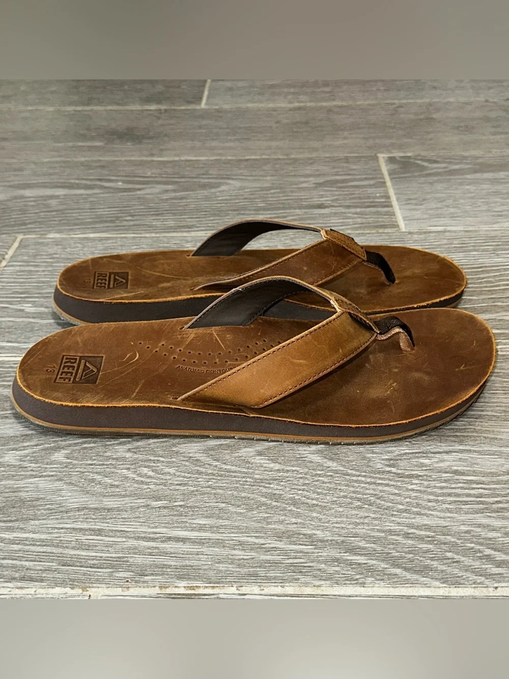 Reef Drift Classic Leather Flip Flop Sandals Brown Men’s 13 Casual Summer Beach